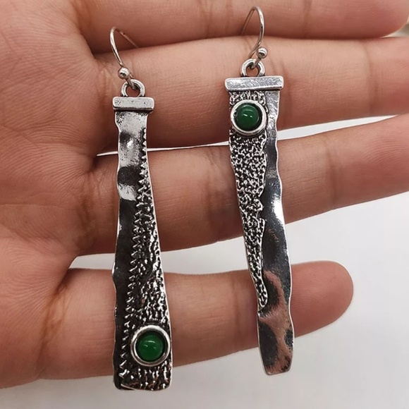 Hammered Raw Boho Earrings - Picture 3 of 4